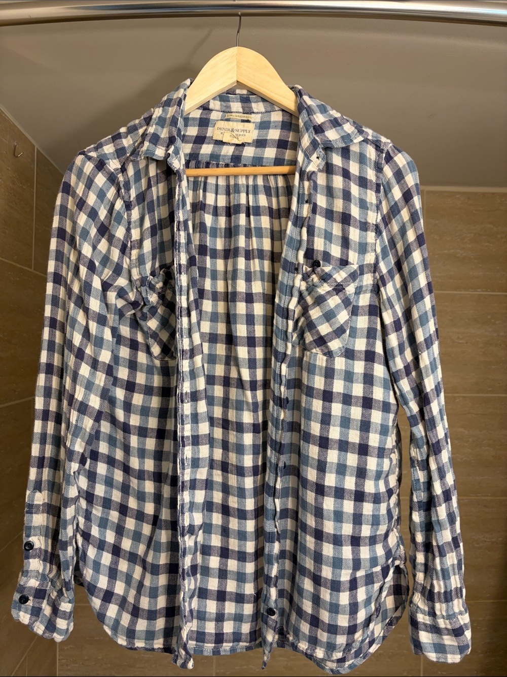 Ralph Lauren Blue and White Gingham Button-Down Shirt
